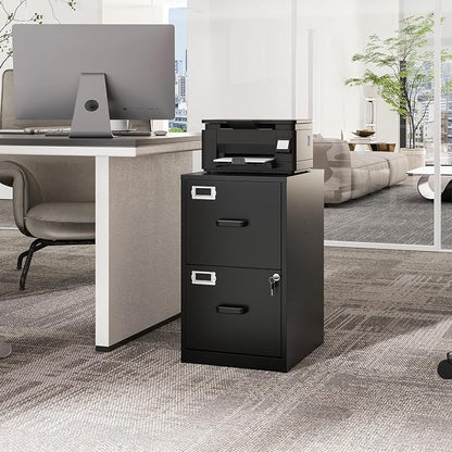 Fesbos 2 Drawers File Cabinet Metal Vertical Filing Cabinets Metal Lockable Storage Cabinets with Lock for Home Office to Hanging Files