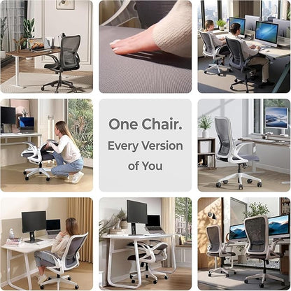 Tervo Model U Folding Office Chair Ergonomic Mesh Computer Chair for Small Room Adults Kids