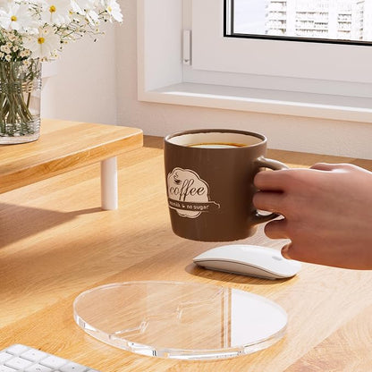 Acrylic Coaster Decorative Plates,2Pcs/Set Office Desk Accessories, Clear Dinosaur Egg Shape Coffee Cup Decor, Perfect for Tabletop Protection and Display.