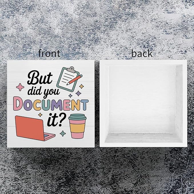 mmiishe But Did You Document It Special Education Teacher Gifts Desk Decor | Funny Office Wood Box Sign for Women Men Friend Coworkers Teacher Appreciation Gifts Cubicle Desk Sign For Desk 5 x 5 Inches