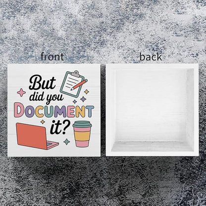 mmiishe But Did You Document It Special Education Teacher Gifts Desk Decor | Funny Office Wood Box Sign for Women Men Friend Coworkers Teacher Appreciation Gifts Cubicle Desk Sign For Desk 5 x 5 Inches