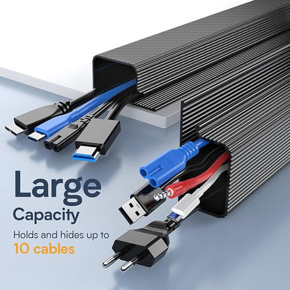 Delamu 157in Cable Management Under Desk, Safe & Tidy Under Desk Cable Management for Home & Office, Cord Organizer for Desks, Wire Organizer Kit, 10 Pack Black