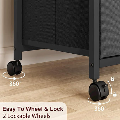 Garvee File Cabinet with 3 Drawers, Mobile Filing Cabinet Fits Letter Size or A4, Fabric Vertical File on Wheels, Home Office Small Under Desk Filing Storage Cabinets, Black