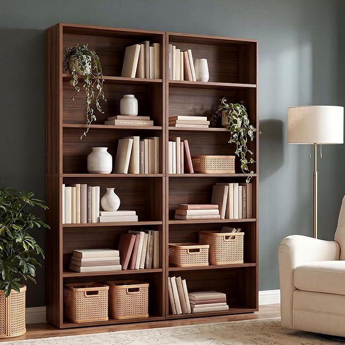 IRONCK Bookshelves and Bookcases Set of 2 Floor Standing 6 Tiers Display Storage Shelves 70 in Tall