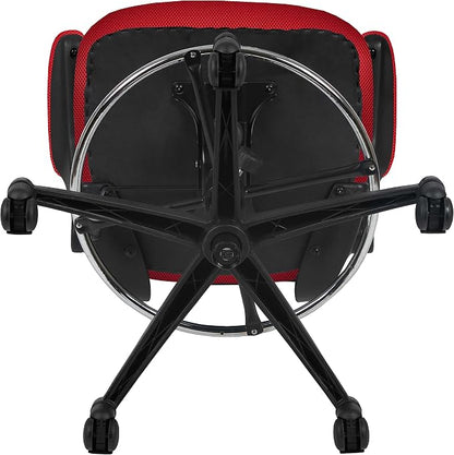 Flash Furniture Kelista Mid-Back Swivel Office Chair with Adjustable Seat Height, Ergonomic Mesh Desk Chair with Flip-Up Armrests, Red