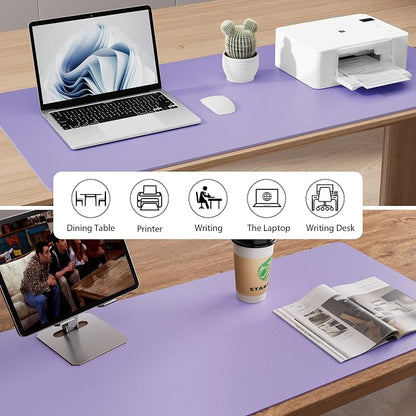 Aothia Faux Leather Desk Mat (Light Purple, 23.6" x 13.7") | Creates One Clean Surface For Your Keyboard, Mouse And Laptop, Helping Keep Your Workspace Organized Every Day
