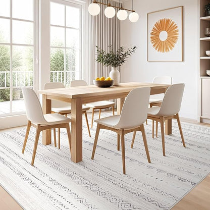Nakagishi 5x8 Area Rug Living Room: Washable Boho Large Neutral Soft Farmhouse Rugs Stain Resistant Modern Indoor Floor Non-Slip Carpet for Bedroom Nursery Kids Playroom Office Dining Room Dorm- Gray
