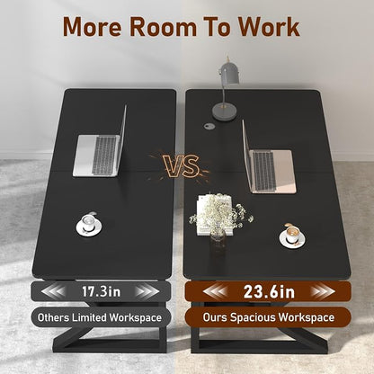 47 X 23.6'' Computer Desk, Home Office Desks w/Shelf Storage, Computer Desk w/Metal Frame, Cable Management, Study Student Desk Writing Work Table Deeper & Thicker Desktop for Home Bedroom