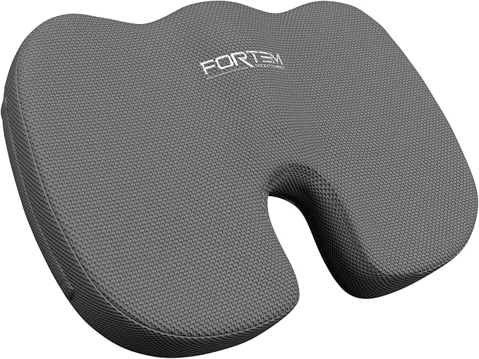 FORTEM Seat Cushion, Office Chair Cushion, Memory Foam Car Seat Cushions, Sciatica Coccyx Tailbone Pain Relief, Chair Cushions for Back Support, Sitting Pad for Gaming, Washable Cover, Non Slip