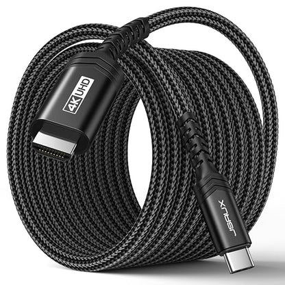 JSAUX USB C to HDMI Cable 6.6ft | 4K@60Hz USB 3.1 Type C to HDMI 2.0 Cord, Compatible with Thunderbolt 3/4, iPhone 17/Pro/Pro Max,16/Pro/Pro Max, MacBook Pro/Air, Galaxy S8 to S24, iPad Pro,iMac-Black