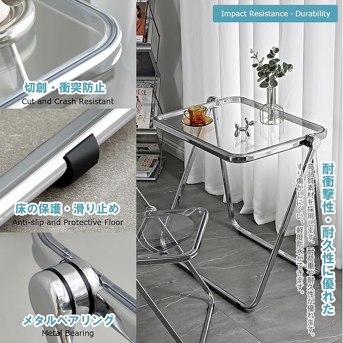 KAIHAOWIN Folding TV Tray Table Acrylic Foldable Table No Assembly Required Tiny Desk for Home Office Side Table Small Computer Desk for Small Spaces (Tawny)