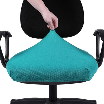 Smiry Stretch Jacquard Office Computer Chair Seat Covers, Removable Washable Anti-dust Desk Chair Seat Cushion Protectors - Peacock Green
