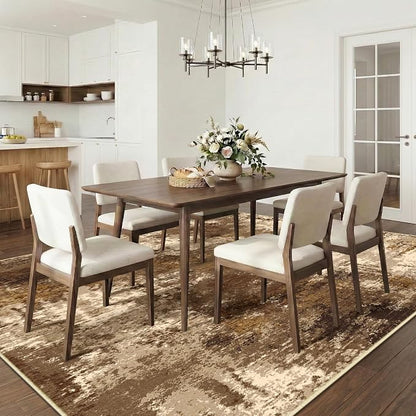 RELEANY Washable Area Rugs 6'x9' Non-Slip Modern Abstract Soft for Living Room Entryway Bedroom Kitchen, Print Pattern, Brown Tan Beige Coffee
