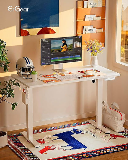 ErGear Height Adjustable Electric Standing Desk, 40 x 24 Inches Sit Stand up Desk, Memory Computer Home Office Desk, White