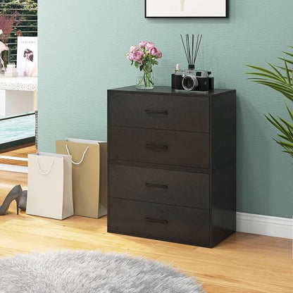 2 Drawer Lateral File Cabinet, Stackable Home Office Drawers, Under Desk Printer Stand, Low Storage Organizer, Horizontal Wooden Filing Cabinet for Study Living Room, No Wheels (2, Black)