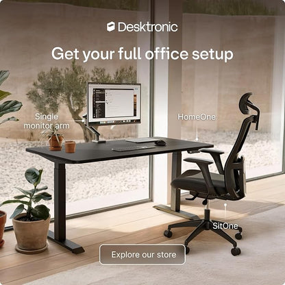 Desktronic HomeOne Standing Desk 48x24 — Ergonomic Sit Stand Home Office Desk, Made in Europe, Electric Dual Motor Height Adjustable, USB & USB-C Charging, Wobble-Free, Touchscreen, 3 Memory Presets