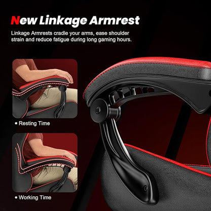 Gaming Chair, Ergonomic Computer Chair with Footrest and Lumbar Support, Height Adjustable Video Game Chair with 360° Swivel Seat and Headrest for Office, Home, Streaming and Gaming (Red)