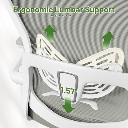Furmax Ergonomic Office Chair Executive High Back Computer Desk Chair with 3D Adjustable Headrest, Adjustable Lumbar Support Armrests for Home Office (Light Gray)
