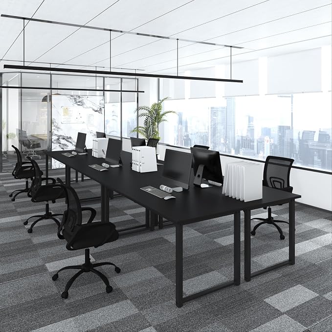 Bonzy Home 18FT Conference Table Set of 6, Modern Large Meeting Table Office Desks for 22 Person, Long Rectangle Table with Sturdy Metal Frame, 213" D x 64" W x 30" H, Black