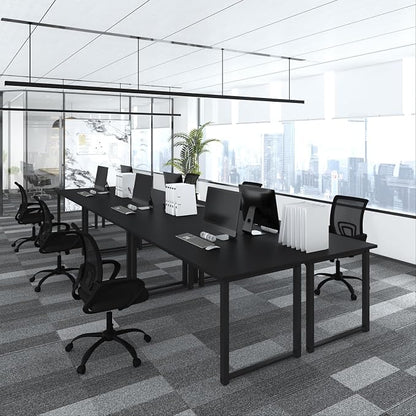 Bonzy Home 18FT Conference Table Set of 6, Modern Large Meeting Table Office Desks for 22 Person, Long Rectangle Table with Sturdy Metal Frame, 213" D x 64" W x 30" H, Black