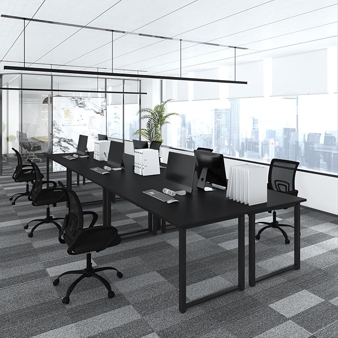 Bonzy Home 6FT Conference Table, 71" L x 32" W x 30" H Long Rectangle Meeting Table, Modern Seminar Table with Super Sturdy Metal Frame for Office, Black