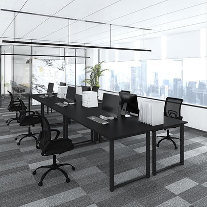 Bonzy Home 6FT Conference Table, 71" L x 32" W x 30" H Long Rectangle Meeting Table, Modern Seminar Table with Super Sturdy Metal Frame for Office, Black