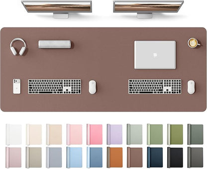 YSAGi Leather Desk Protector, Office Mat, Large Mouse Mat, Non-Slip PU Leather Blotter, Laptop Desk Mat, Waterproof Writing Pad for Office and Home(Chocolate, 63" x 24")