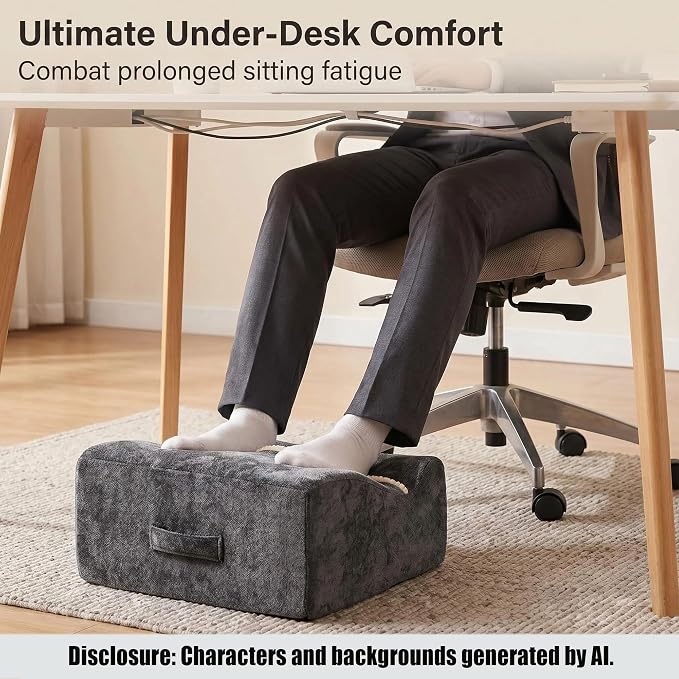Keep Warm Foot Stool Foot Rest for Under Desk At Work | Office Footrest with Warm Feet Pocket,Ergonomic Under Deskfoot stool Stool for Office Chair & Back &Pain Relief, Dark gray+