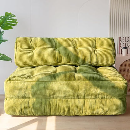 MAXYOYO Folding Sofa Bed, Convertible Chair with Pilow Foldable Couch with Back Support, Portable Fold Out Chair Bed for Living Room Bedroom, Green Double