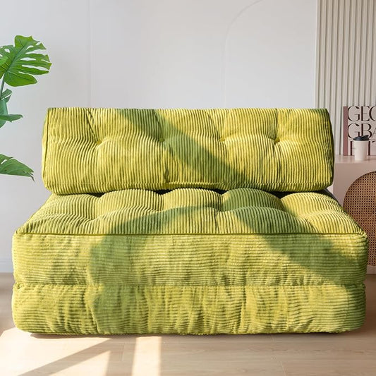 MAXYOYO Folding Sofa Bed, Convertible Chair with Pilow Foldable Couch with Back Support, Portable Fold Out Chair Bed for Living Room Bedroom, Green Double
