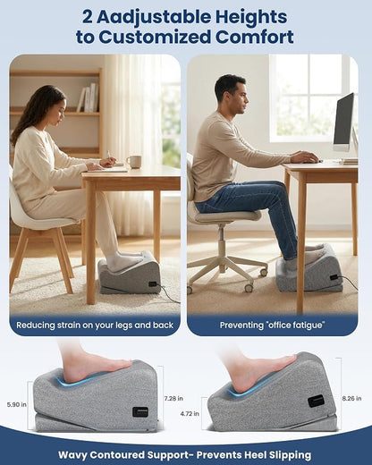 Comfier 2026 Under Desk Foot Rest at Work with Graphene Fast Heat Cloth,Ergonomic Heated Foot Stand,2 Heights & 3 Heat & 3 Vibration,Heel Support for Back Leg Pain Relief,Office Home,Gift Men Women