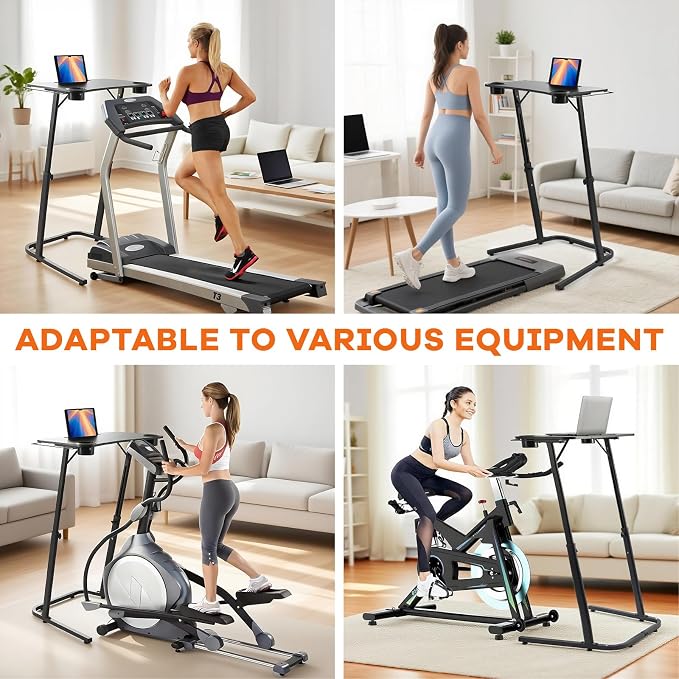 Treadmill Desk, Small Standing Desk for Walking Pad, 30-47 Inch Adjustable Height Walking Pad Stand for Treadmill, Portable Standing Table for Bike and Home Office Work - Black