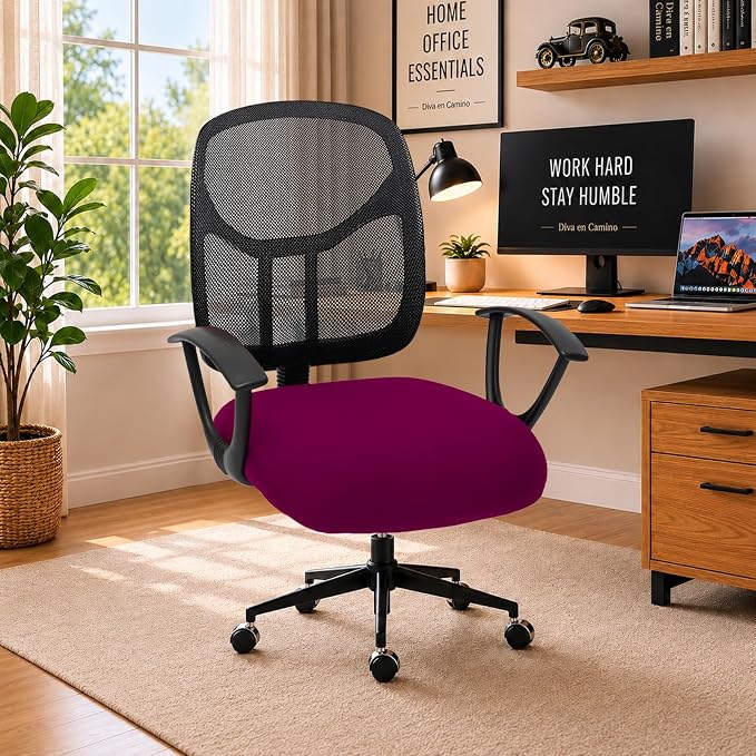 DIVA EN CAMINO DEC Stretchable Desk Office Chair Seat Cushion Covers - Universal Spandex Computer Chair Slipcover - Removable Washable Cushion Protectors for Dogs, Cats, Pets