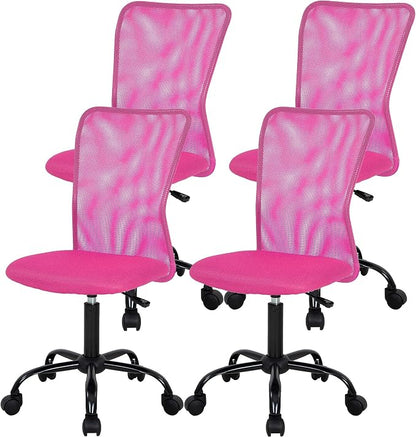 FDW Home Office Chair Mid Back Mesh Desk Chair Armless Computer Ergonomic Task Rolling Swivel Chair Back Support Adjustable Modern with Lumbar Support