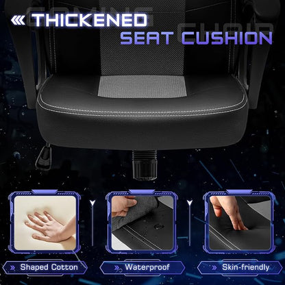 Office Gaming Chair High Back Leather Computer Chairs Ergonomic Height Adjustable Racing Game Desk Chair Executive Conference Task Chair (Grey)