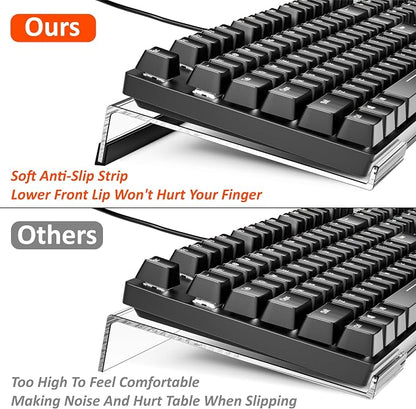 Egchi Computer Keyboard Stand PC Keyboard Stand, Acrylic Tilted Keyboard Stand for Ergonomic Typing Clear Keyboard Tray for Easy Typing and Working, Keyboard Holder with Silicone Non-Slip Case