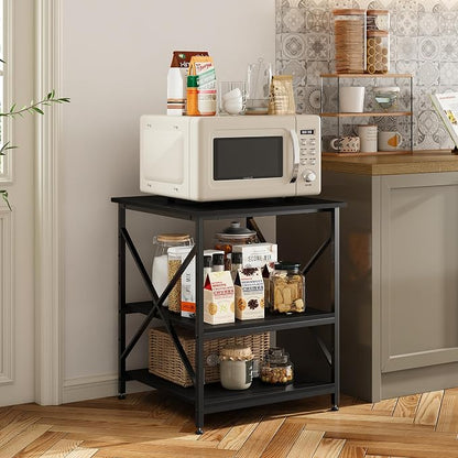 Warmiehomy 24"x24"x30" Large Printer Stand with Storage, 3 Tier Rolling Printer Cart Table, Mini Fridge Stand with Wheels, Use for 3D Laser Printer Home Office, Black