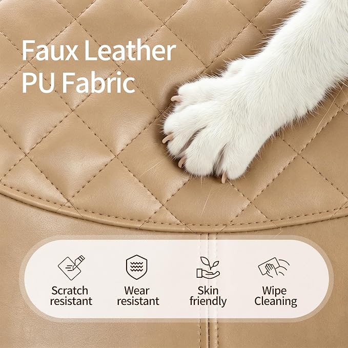DUHOME Modern PU Leather Office Chair Desk Chair Swivel Computer Chair Camel
