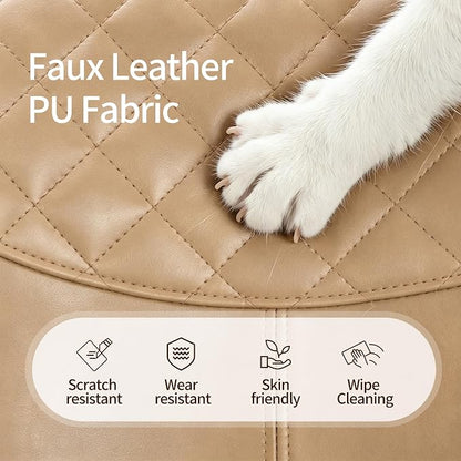 DUHOME Modern PU Leather Office Chair Desk Chair Swivel Computer Chair with Gold Base Camel