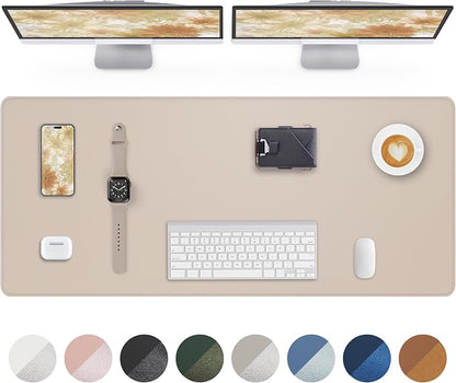 AFIING Extra Large Desk Mat - 55"x 17" Non-Slip Desk Pad for Office and Home - Ideal for Large Mouse Pad and Desk Mats on Top of Desks(Beige)