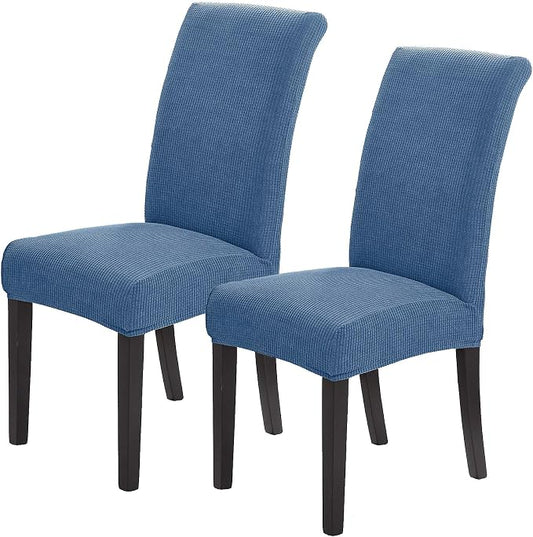 Stretch Chair Covers for Dining Room Set of 2, Removable Washable Dining Room Chair Covers, Dining Chair Slipcovers Seat Protector, Great for Home and Banquet Deecor (Periwinkle Blue, 2 Pack)