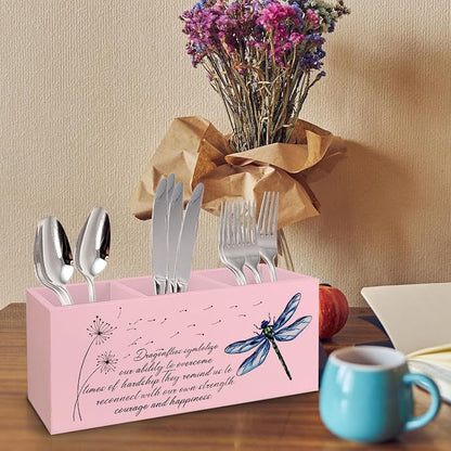 Dragonfly Dandelion Decorative Pink Pencil Holder for Desk,Pink Bookmark Holder Decor, Pen Caddy for Desk Decorative, Motivational Gifts for Women