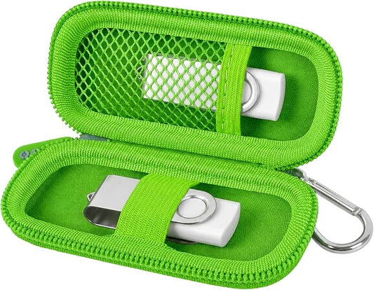 USB Flash Drive Case, SD Card Holder Compatible with Thumb Drive, Memory Cards, SDXC SDHC Storage Bag, Electronic Accessories Organizer for SanDisk for Samsung for Inland (Grass Green)