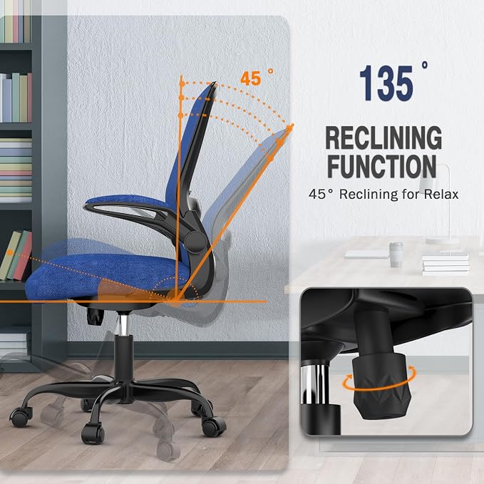 Mimoglad Office Chair, Ergonomic Desk Chair with Adjustable Lumbar Support, High Back Mesh Computer Chair with Flip-up Armrests-Task Chairs, Executive Chair for Home Office