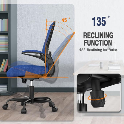 Mimoglad Office Chair, Ergonomic Desk Chair with Adjustable Lumbar Support, High Back Mesh Computer Chair with Flip-up Armrests-Task Chairs, Executive Chair for Home Office