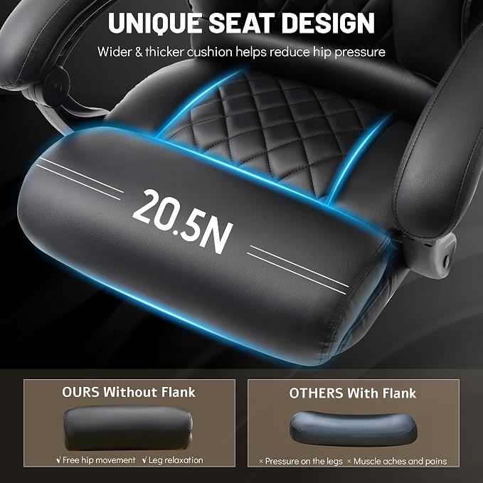 3D Kneading Massage Office Chair with Foot Rest,Executive Office Chairs,Ergonomic Desk Chair for Heavy People,Big and Tall Office Chair 500LBS,Recliner with Dual-Use Pillow,Blackpu