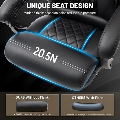 3D Kneading Massage Office Chair with Foot Rest,Executive Office Chairs,Ergonomic Desk Chair for Heavy People,Big and Tall Office Chair 500LBS,Recliner with Dual-Use Pillow,Blackpu