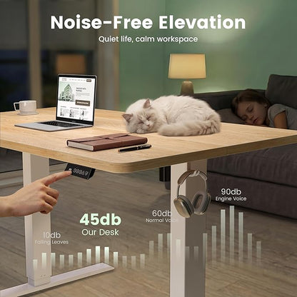 CubiCubi 55 x 24 Standing Desk, Height Adjustable Electric Computer Desk, Sit Stand up Home Office Workstations, Maple