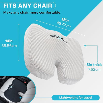 Xtreme Comforts Seat Cushions | Office Chair Cushions for Desk, Car, Wheelchair| Ergonomic Memory Foam Seat Cushion for Support & Comfort | Helps Improve Sitting Posture for Work & Body Relief