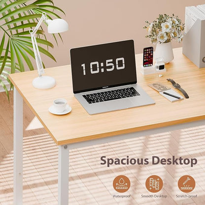 ZenStyle Computer Desk 55" Large Office Desk Computer Table Laptop PC Simple Study Writing Desk for Home Office, Light Brown